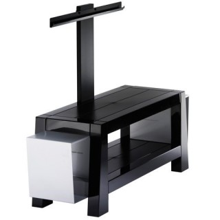 TABLE WHOOPEE  2 plateaux + colonne + roulettes NOIR