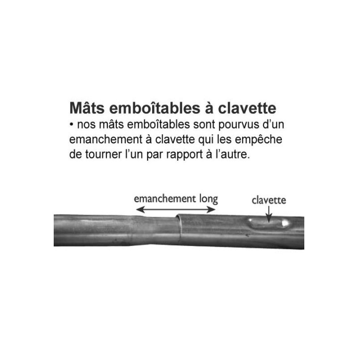 Mât emboîtable-L : 1,50 m-Ø 40 mm-Ep : 1,5 mm