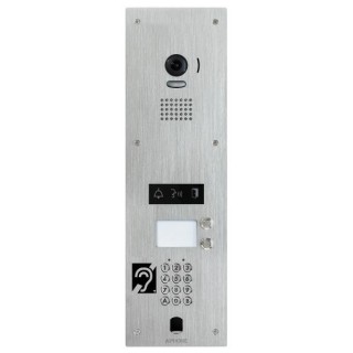 Plat. vidéo inox enc. 2BP, clavier, trou VIGIK+, picto, synthèse & b. magnétique