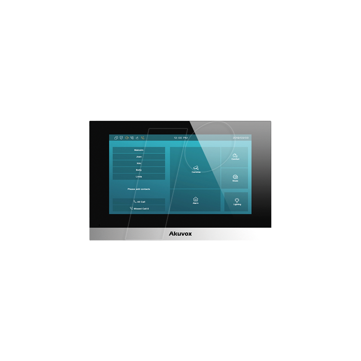 Moniteur SIP d'intérieur+ecran 7'' (Version Android), Façade pla