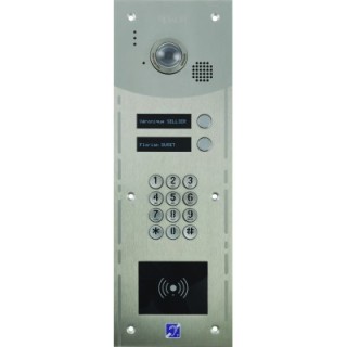 Interphone 2 boutons avec clavier codé +lecteur de badges mains-