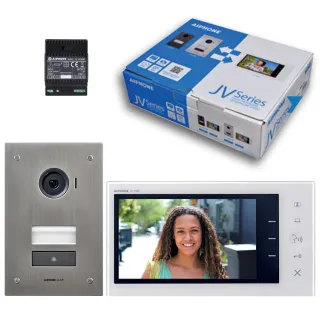 Kit Jv 2 Fils Intégral, Platine Inox Encastrée, Moniteur 7'' & Alimentation