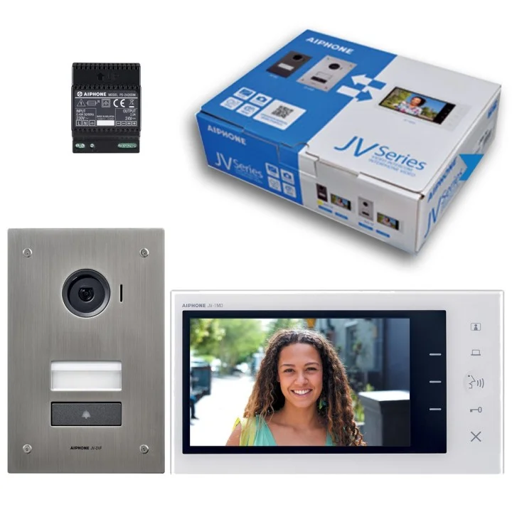 Kit Jv 2 Fils Intégral, Platine Inox Encastrée, Moniteur 7'' & Alimentation