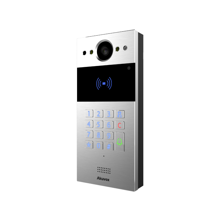 Interphone vidéo SIP+clavier et lect de carte RF. Caméra 2MP Gra