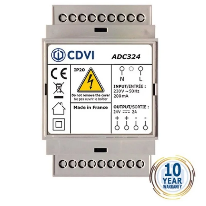 Alimentation à découpage 24V DC 2A non-secourue • 3 modules rail DIN protégés