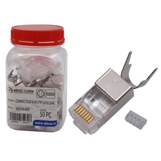 CONNECTEUR RJ45 FTP CAT6 2x4C 1.45/8 Boite 50 PC