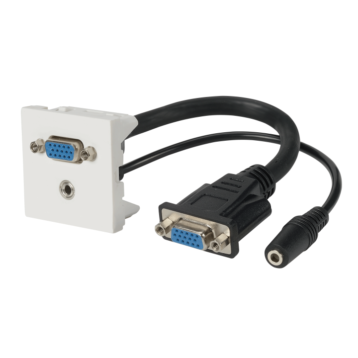 PLASTRON 45x45 HD15 VGA +Jack 3.5 stéréo+cordon fem.