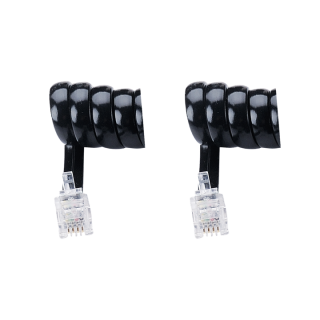 Cordon RJ9 M/M-gaine pvc spiralée noire-2m