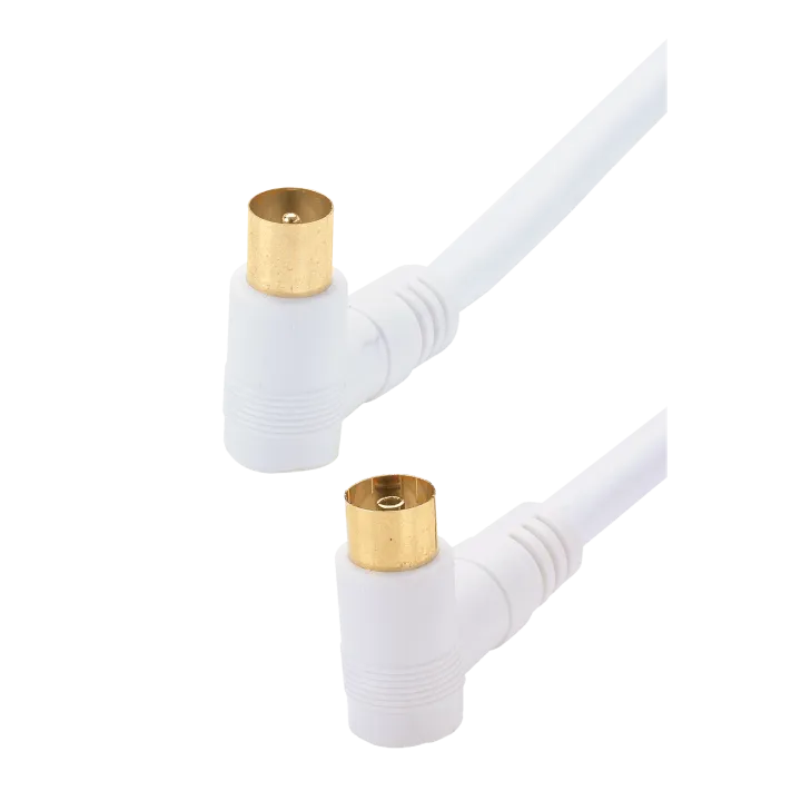Cordon Tv Blindé 9 52 Coudé Mâle// Femelle +Adaptateur En 5 Mètre