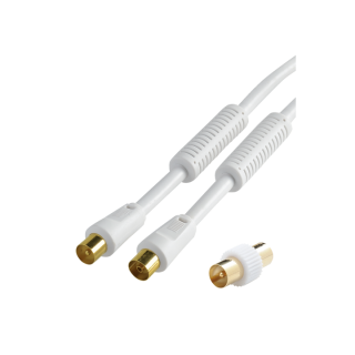 CORDON TV 9.52 male//femelle filtré+adaptateur m/m 2 mètres