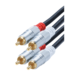 CORDON AUDIO blindé 2 RCA Mâle // 2 RCA Mâle 1m50