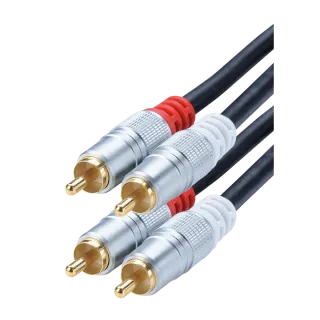 Cordon Audio Blindé 2 Rca Mâle // 2 Rca Mâle 10 Mètre