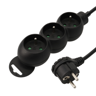 Bloc multiprises-3 prises x (2 P+T)-3 x 1mm²-16A-3680W-noir-1m