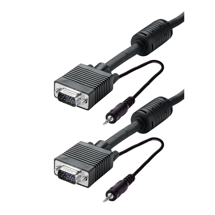 CORDON VGA HD15 filtré male//male+jack  3 mètres