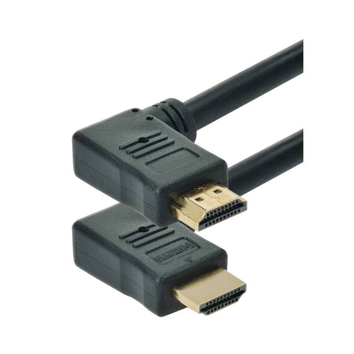 CORDON HDMI  2.0 coudé latéral blindé OR  2 mètres