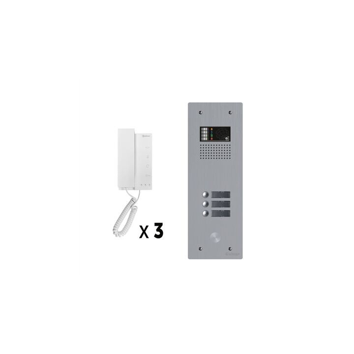 Kit Audio 3 Appels Bus G2P+Platine Monobloc Alu 1 Rangée 3 Bout