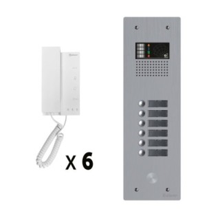 Kit Audio 6 Appels Bus G2P+Platine Monobloc Alu 1 Rangée 6 Bout