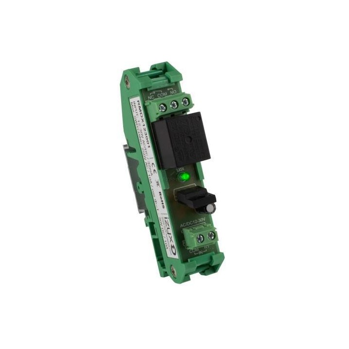 RELAIS RAIL DIN 12-30V AC/DC 1 RELAIS 1 LED MAX 250 AC/10A 30V