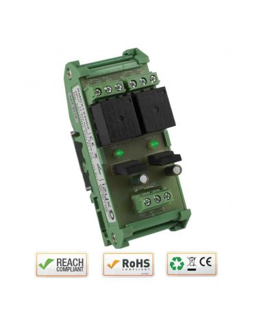 Relais Rail Din 12-30V Ac/Dc 2 Relais/2 Leds Max. 250V Ac/10A-30