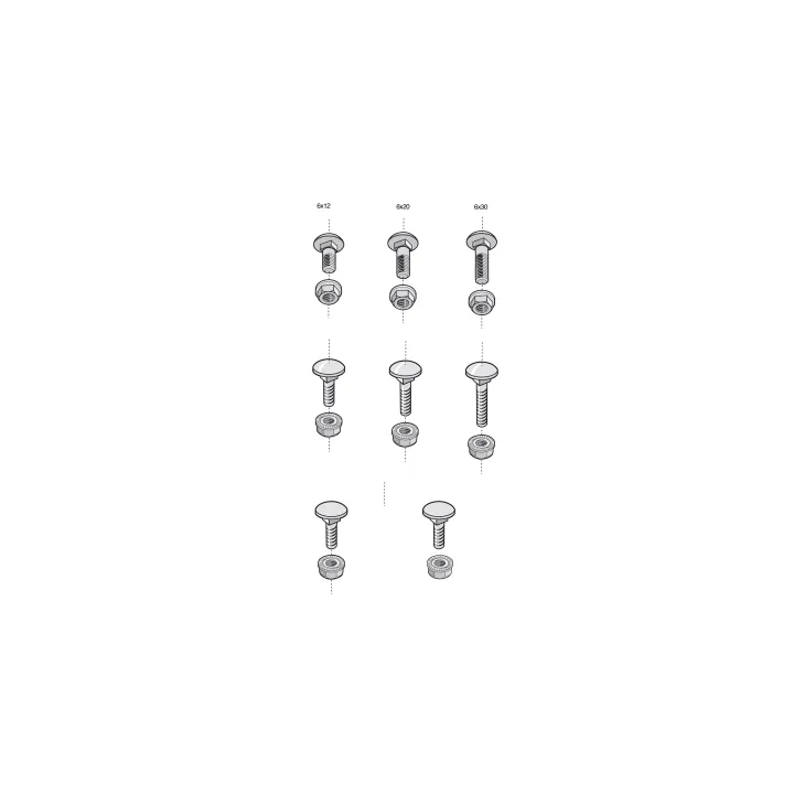 Boîte 100 Boulons Trcc - Dimensions 6X20Mm - Avec Écrou - Finition Ez