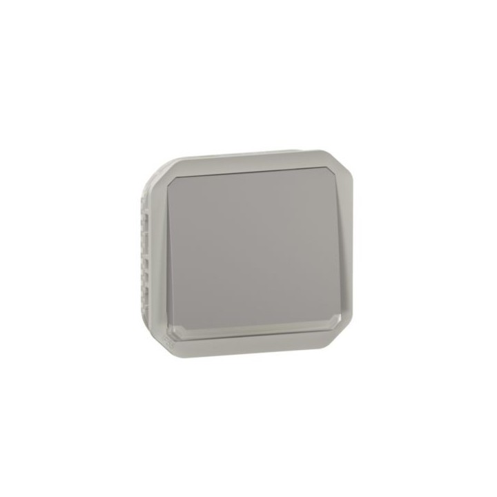 Poussoir NO lumineux Plexo composable gris