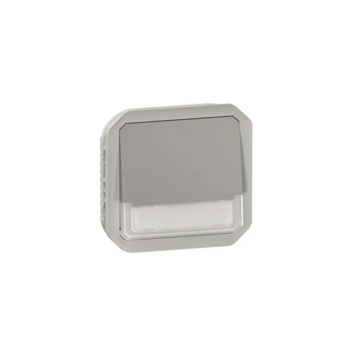 Poussoir No-Nf Lumineux Porte-Étiquette Plexo Composable Gris