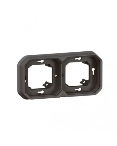 Support Plaque Encastré 2 Postes Montage Horizontal/Vertical Plexo Anthracite