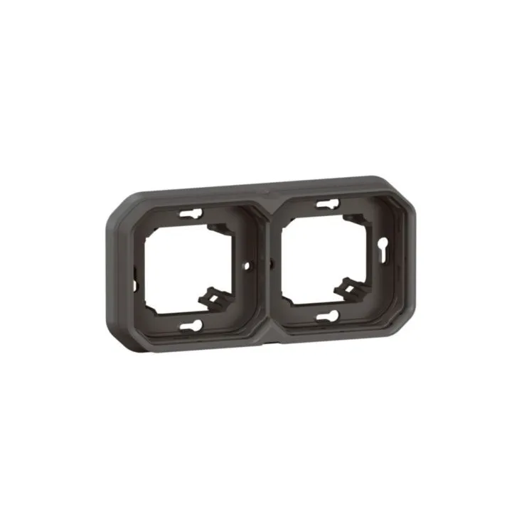 Support Plaque Encastré 2 Postes Montage Horizontal/Vertical Plexo Anthracite