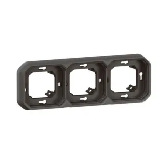 Support Plaque Encastré 3 Postes Montage Horizontal/Vertical Plexo Anthracite