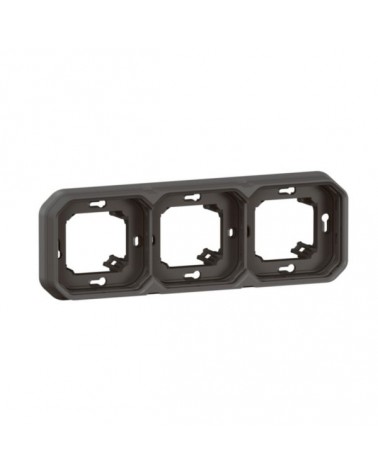 Support Plaque Encastré 3 Postes Montage Horizontal/Vertical Plexo Anthracite