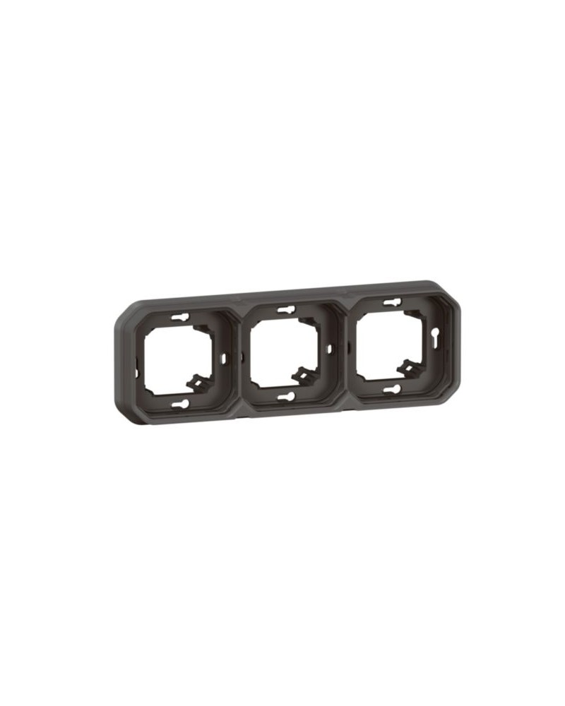 Support Plaque Encastré 3 Postes Montage Horizontal/Vertical Plexo Anthracite