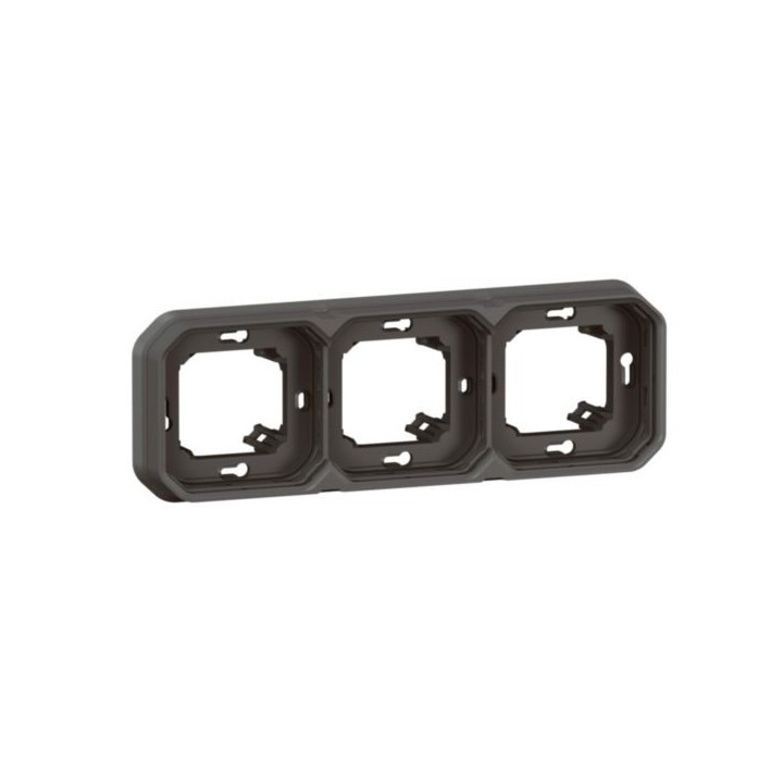 Support plaque encast 3 postes mont horiz/verti Plexo anthracite