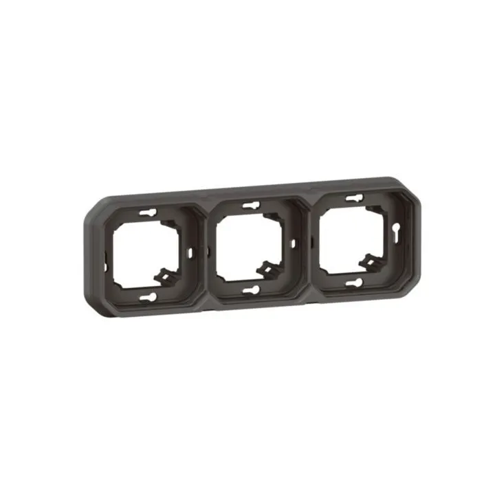 Support Plaque Encastré 3 Postes Montage Horizontal/Vertical Plexo Anthracite