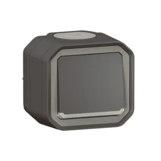 Interrupteur Ou Va-Et-Vient Témoin 10Ax 250V Plexo Complet Saillie Anthracite