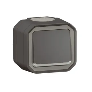 Interrupteur Ou Va-Et-Vient Lumineux10Ax 250V Plexo Complet Saillie Anthracite