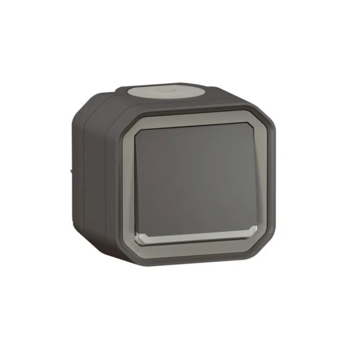 Interrupteur Ou Va-Et-Vient Lumineux10Ax 250V Plexo Complet Saillie Anthracite
