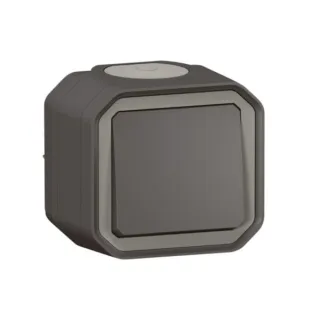 Interrupteur Ou Va-Et-Vient 10Ax 250V Plexo Complet Saillie Anthracite