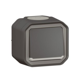 Poussoir NO lumineux Plexo complet saillie anthracite