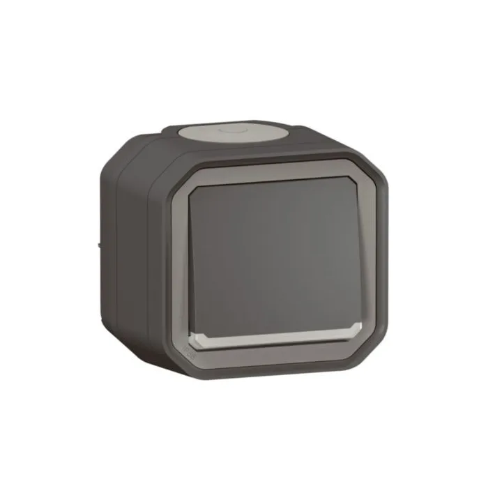 Poussoir No Lumineux Plexo Complet Saillie Anthracite