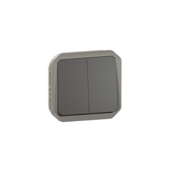 Cde double interrupteur ou poussoir Plexo composable anthracite