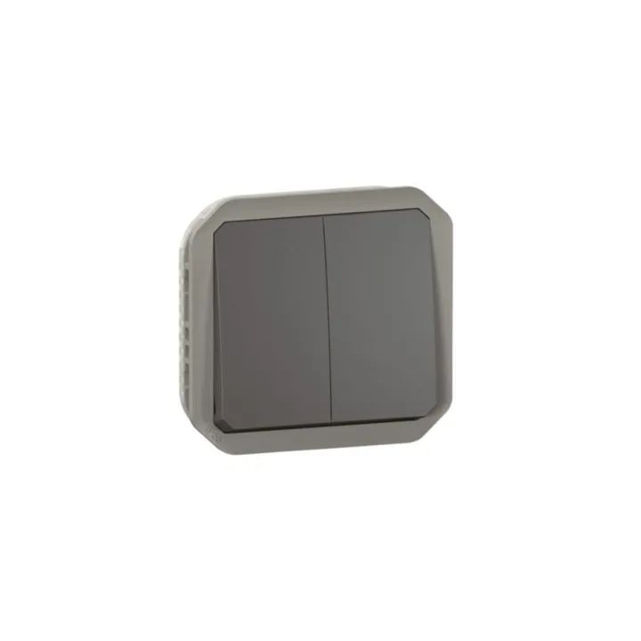 Commande Double Interrupteur Ou Poussoir Plexo Composable Anthracite