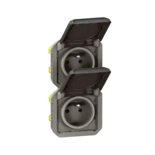 Prise De Courant 2X2P+T Verticale Plexo Composable Anthracite