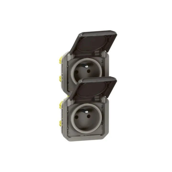 Prise De Courant 2X2P+T Verticale Plexo Composable Anthracite