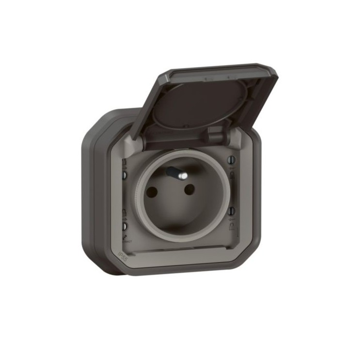 Prise de courant 2P+T Plexo complet encastré anthracite