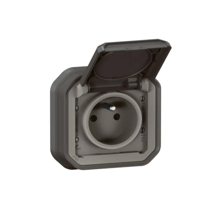 Prise De Courant 2P+T Plexo Complet Encastré Anthracite