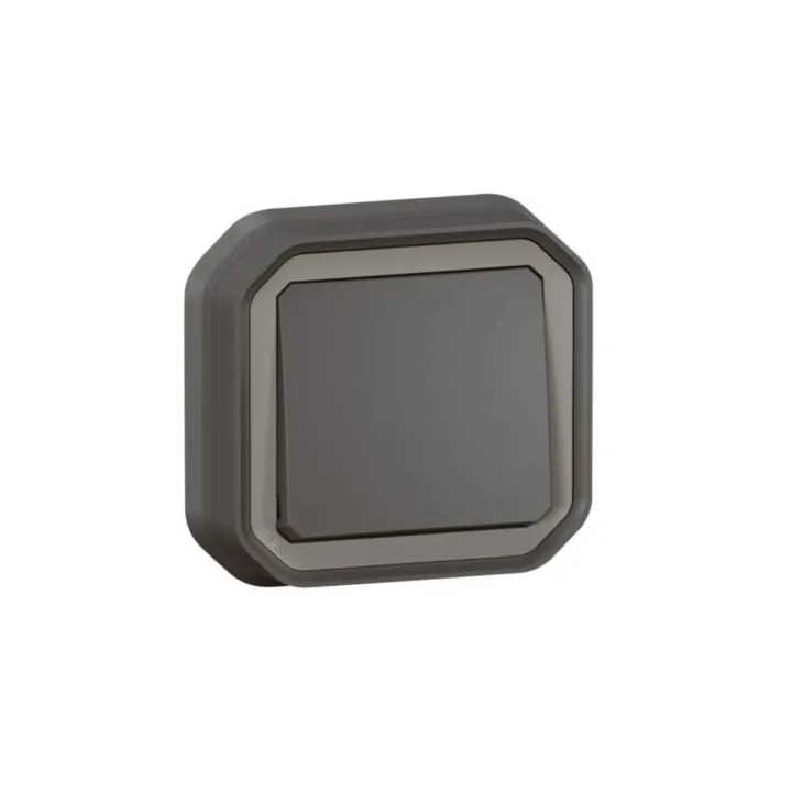 Interrupteur Ou Va-Et-Vient 10Ax 250V Plexo Complet Encastré Anthracite