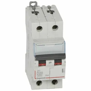Disjoncteur Dx³6000 10Ka Arrivée Haute/Départ Bas Vis 2P 20A Courbe D - 2 Mod