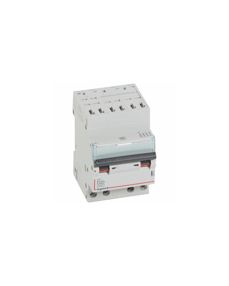 Disjoncteur Dx³ 6000-Auto/Vis-4P-400V~-20A-10Ka-Courbe D-Peigne Hx³ Opti 4P -3M