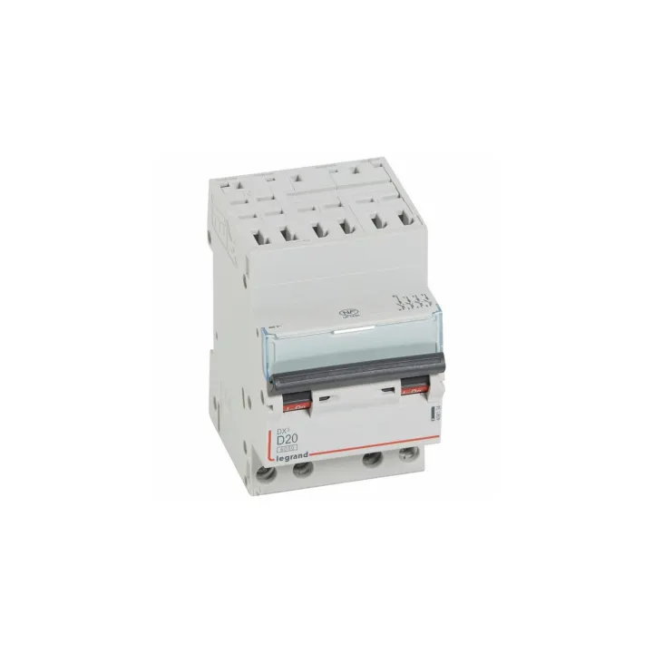 Disjoncteur Dx³ 6000-Auto/Vis-4P-400V~-20A-Courbe D-Peigne Hx³ Opti 4P -3M