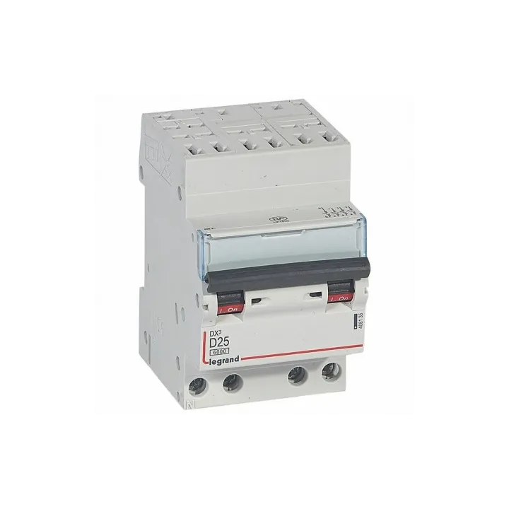 Disjoncteur Dx³ 6000-Auto/Vis-4P-400V~-25A-Courbe D-Peigne Hx³ Opti 4P -3M